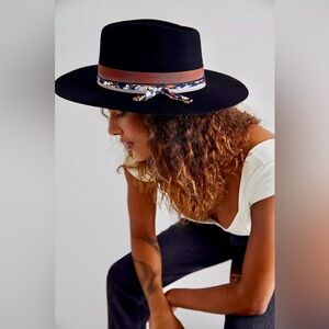 Free People-Voughn & Co Black Hat with Brown Band